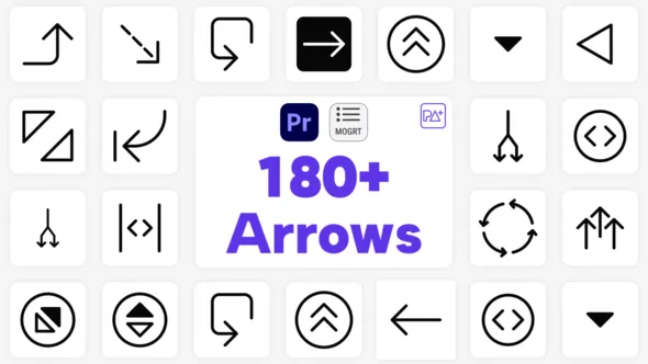 183个箭头图标动画PR模板下载 Big Pack Arrows For Premiere Pro