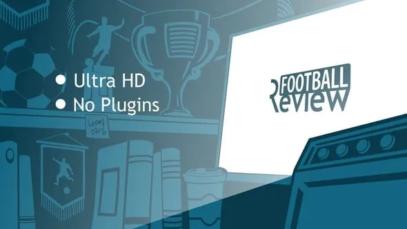 卡通动画足球比赛评论频道标志LOGO片头AE模版 Football Review Logo