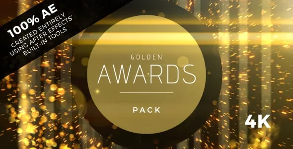时尚金色粒子光斑动画效果颁奖典礼晚会包装公司年会活动AE模版 Golden awards event pack