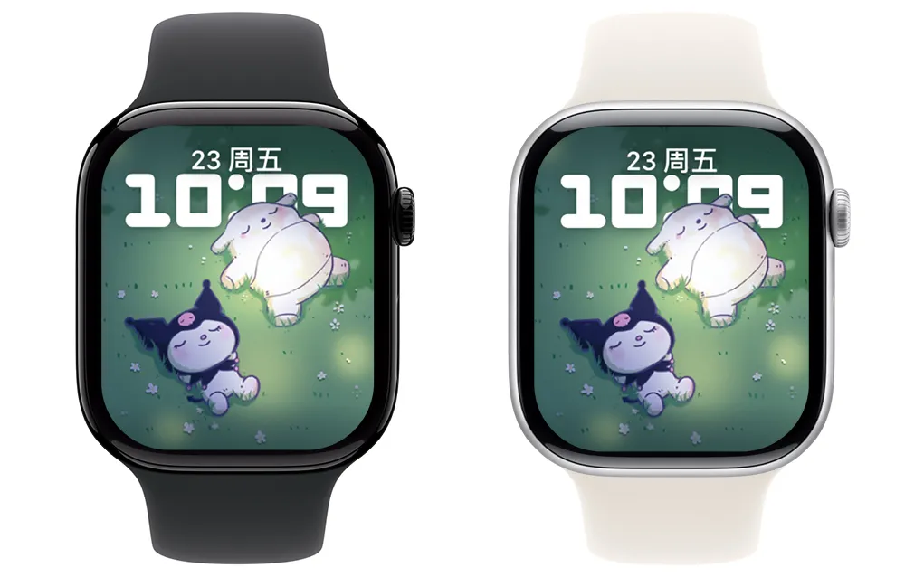 两只兔子 躺在草地上 苹果表盘 Apple watch原生景深表盘.watchface