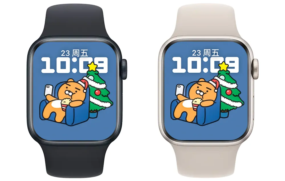 圣诞节夜晚老虎看电影吃爆米苹果表盘 Apple watch原生景深人像表盘.watchface