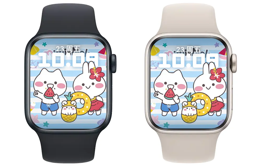 小兔子 盛夏 海边之旅 苹果表盘 Apple watch原生景深人像表盘.watchface