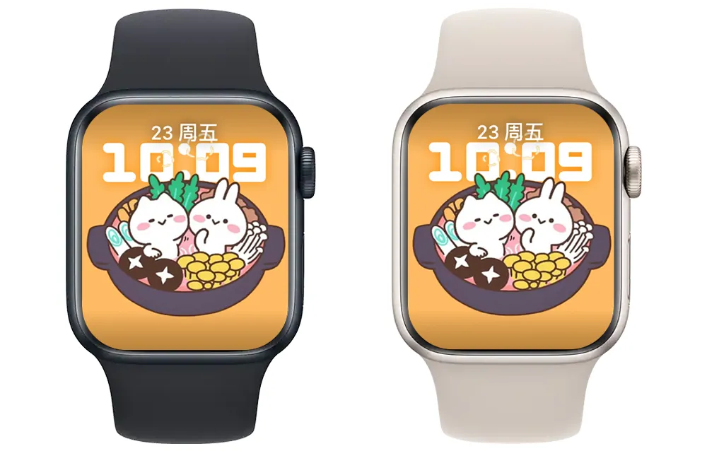 锅上的情侣小白兔苹果表盘 Apple watch原生景深表盘.watchface