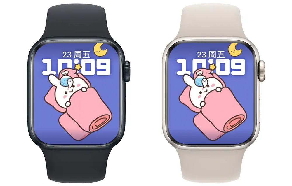 小兔子在床上看着天上的月亮苹果表盘 Apple watch原生景深表盘.watchface