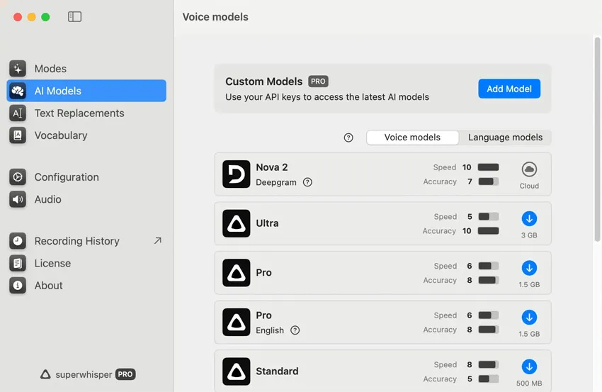 superwhisper v1.46.4 英文破解版 Mac 语音识别转文字系统 语音转录工具